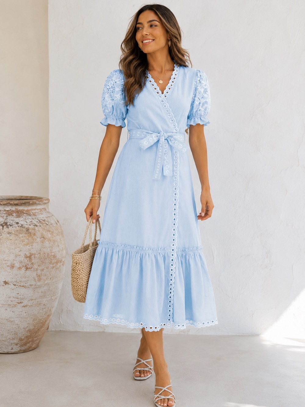 Fanm Mon CIDE WRAP 100% Linen Maxi DRESS L